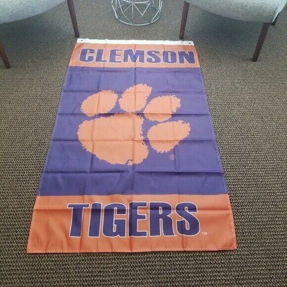 Clemson Tigers Flag Banner New 3x5 Ft‎ Mancave Gameday Garage Tailgate Office - Picture 2 of 2